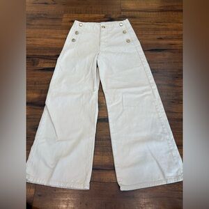 Zara High Waist Ankle Sailor Pants Jeans White Cream Wide Leg Women’s Size 2